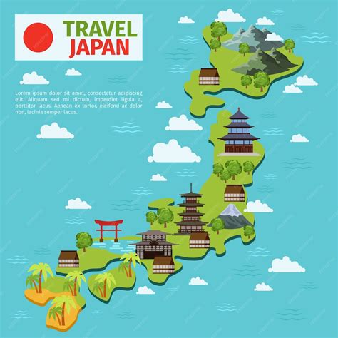 Premium Vector | Japan travel vector map with traditional japanese ...