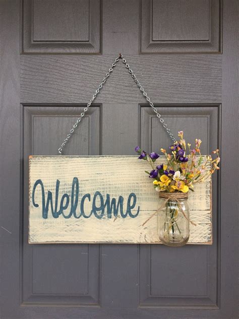 Rustic Welcome Outdoor Sign in Blue by RedRoanSigns on Etsy