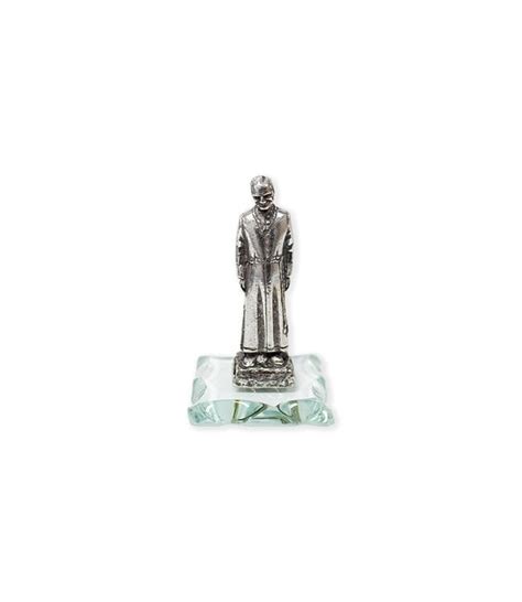 Antique pewter statue of Saint Brother André on glass - Gift Shop ...