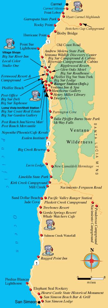 Maps, Directions, and Transportation to Big Sur California