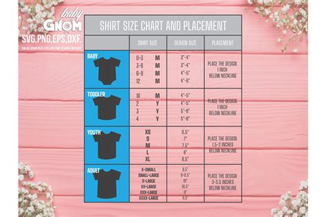 T-Shirt size chart and placement SVG, T-Shirt size chart svg (884168) | Cut Files | Design Bundles