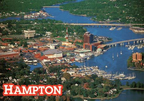 Aerial View of Hampton, Virginia, Air & Space Center, NASA Langley, etc ...