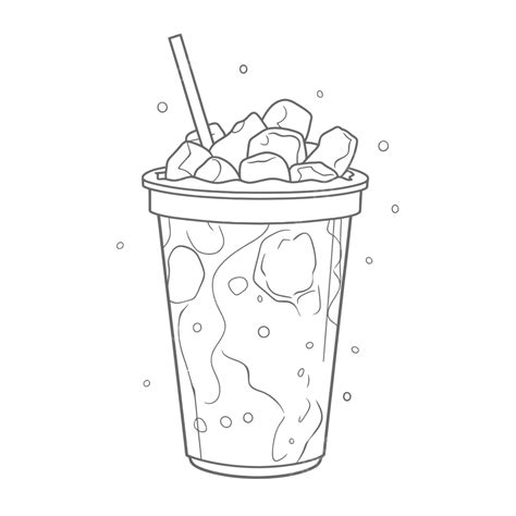 Iced Coffee In A Cup Coloring Page Outline Sketch Drawing Vector ...