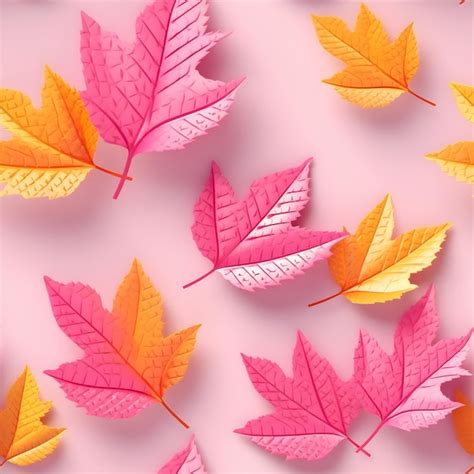 Premium AI Image | Maple leaves on pink background Seamless pattern ...