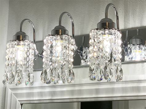 DIY crystal vanity light shades | Vanity light shade, Chandelier diy crystal, Diy chandelier