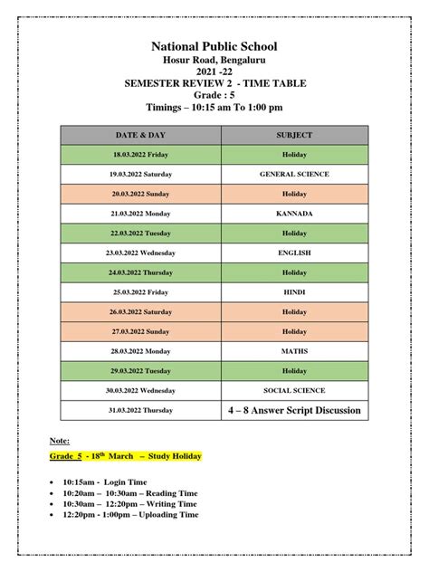 Exam Schedule | PDF