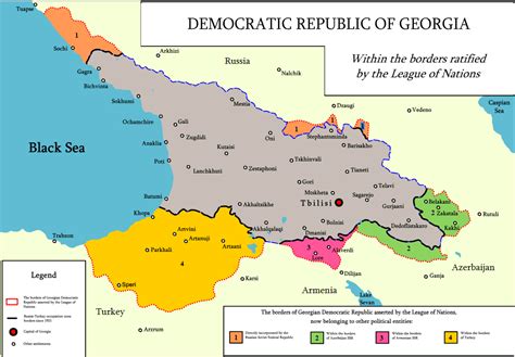 Democratic Republic of Georgia. Borders Recognized by League of Nations and territories lost ...