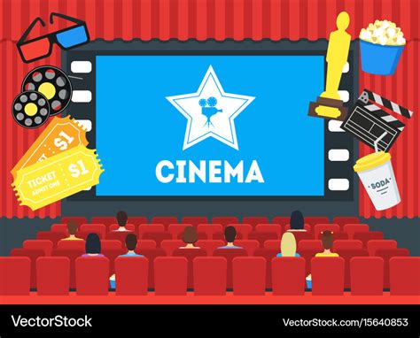 Cartoon cinema concept interior Royalty Free Vector Image