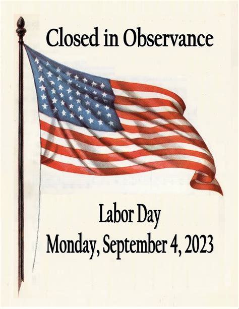 Closed in Observance - Labor Day 2023