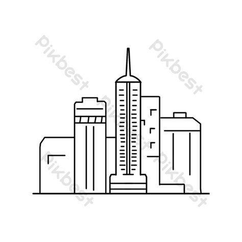 Line drawing city buildings | PNG Images PSD Free Download - Pikbest