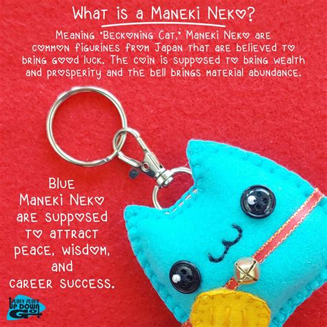 Kawaii Blue Maneki Neko Cat Plush Keychain & Bag Charm | Etsy