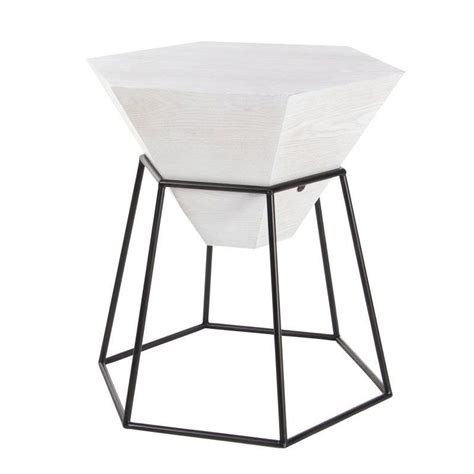 Natural reflections Wood/Metal Hexagon End Table, hexagon block-shaped ...