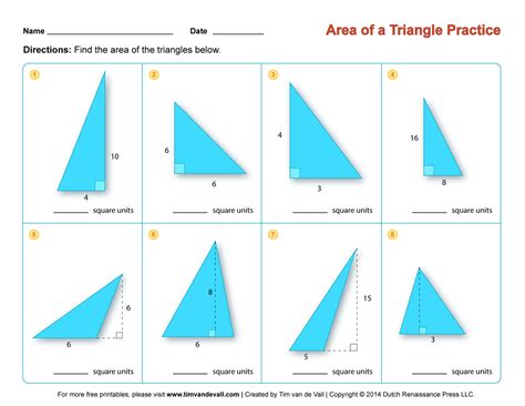 Area Of Triangle Worksheet