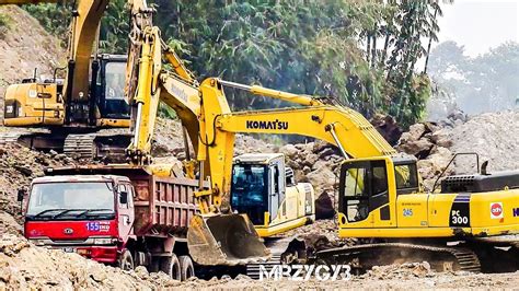 BIG Digger Excavators Working On Toll Construction - YouTube