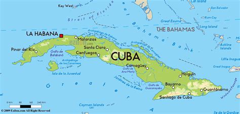 Large physical map of Cuba with major cities | Cuba | North America ...