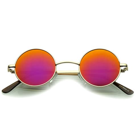 Retro Lennon Round Circle Metal Mirror Lens Sunglasses - zeroUV