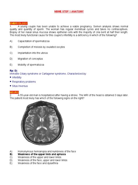 Nbme Step 1 Anatomy | PDF | Anatomical Terms Of Motion | Cerebrospinal ...