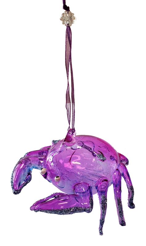 Enchanting Glass Crab Christmas Ornament (Purple) | Coastal Decor - Seaside Glass Gallery