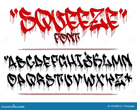 Squeeze Marker Font In Graffiti Style. Dripping Capital Letters Vector ...