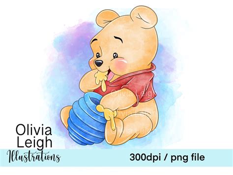 Cute Baby Winnie the Pooh Clipart PNG Files DIGITAL DOWNLOAD Commercial ...