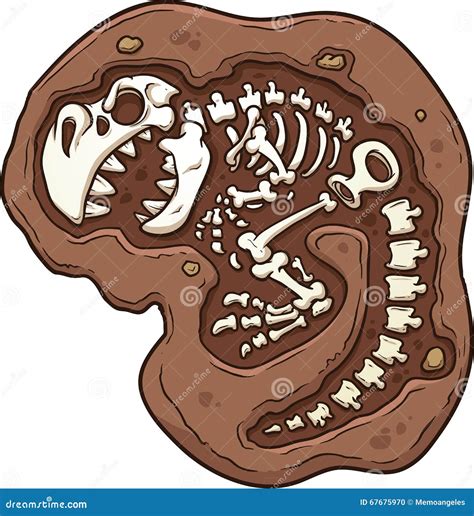 Dinosaur Fossil. Cartoon Paleontology Excavation With Prehistoric ...