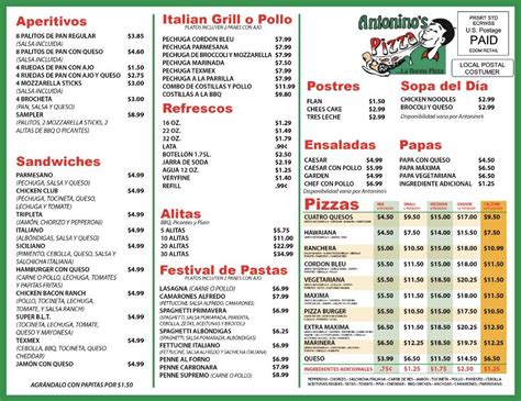 Antonino's Menu... - Antoninos Pizza Cabo Rojo