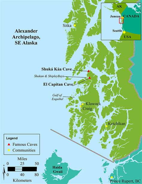 Map of Our Submerged Past expedition study area in southeast Alaska’s Alexander Archipelago.