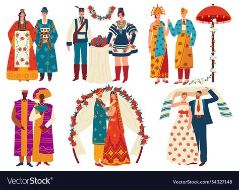 Wedding culture traditions set Royalty Free Vector Image