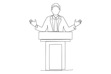 Premium Vector | A senator speaking for presidential election one line art