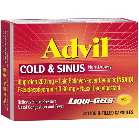 Advil Cold & Sinus Liqui-Gels Nasal Decongestant Liquid Filled Capsules - Shop Sinus & Allergy ...