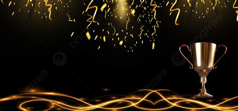 Black Gold Trophy Award Background Ribbon Light, Trophy, Background, Ribbon Background Image And ...