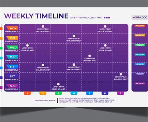 Weekly Timeline Template Vector Art & Graphics | freevector.com