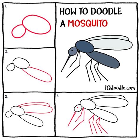 How to Doodle a Mosquito - IQ Doodle School | Mosquito, Easy drawings for kids, Mosquito drawing