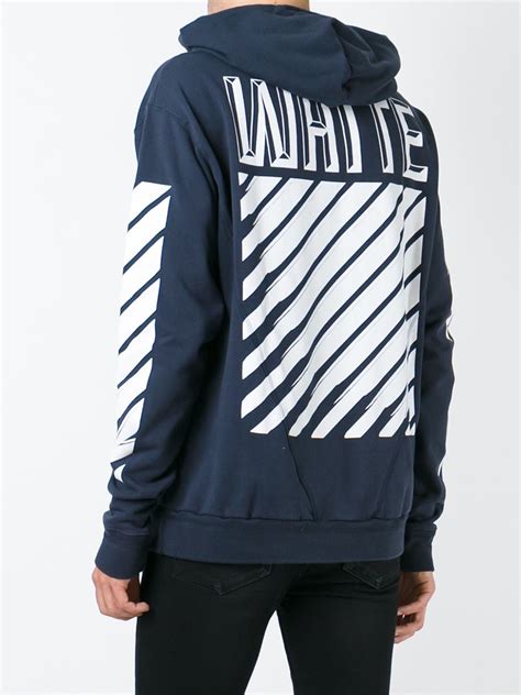 Lyst - Off-White C/O Virgil Abloh Striped Sleeve Hoodie in Blue for Men