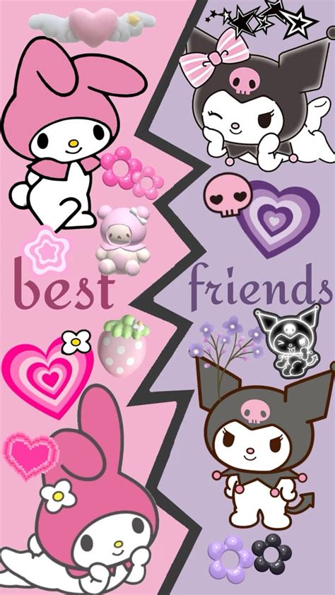 kuromi and my melody best friends wallpaper 🩷💜🖤 | Hello kitty, Hello kitty iphone wallpaper ...