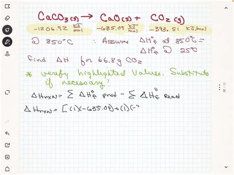 SOLVED: At 850Â°C, CaCO3 undergoes substantial decomposition to yield CaO and CO2. Assuming that ...