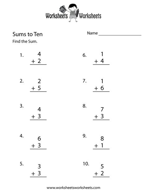 Free Printable Simple Addition Worksheet