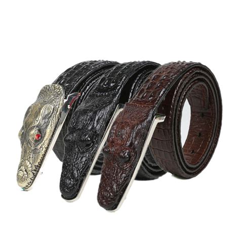 Buy Crocodile Pattern Men Leather Belt Middle-Aged Business Casual ...