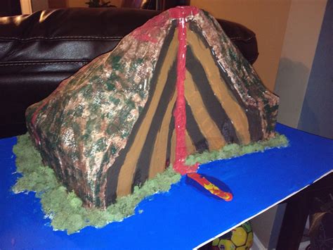 My daughters science project. Volcano has been created with cardboard, newspaper, paper mâch ...