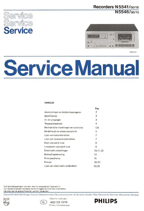 Free Audio Service Manuals - Free download philips n 5541 5546 service manual