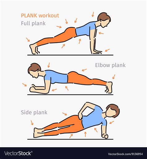 Plank workout woman making exercise Royalty Free Vector