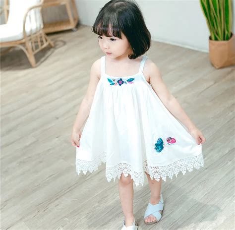 Girls Summer Embroidery Butterfly Pattern Dress Korean Baby Girl Summer ...