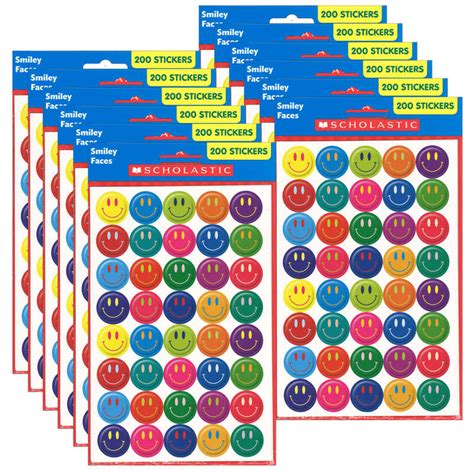 TeachersParadise - Scholastic Teaching Resources Smiley Faces Stickers, 200 Per Pack, 12 Packs ...