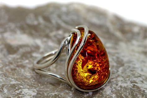 Baltic amber ring.Baltic amber & sterling silver, unique ring ...