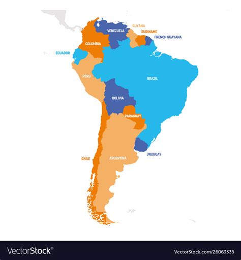 South america region map countries in southern Vector Image