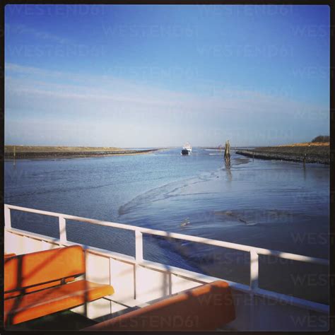 On the ferry from Harlesiel to Langeoog, Lower Saxony, Germany stock photo