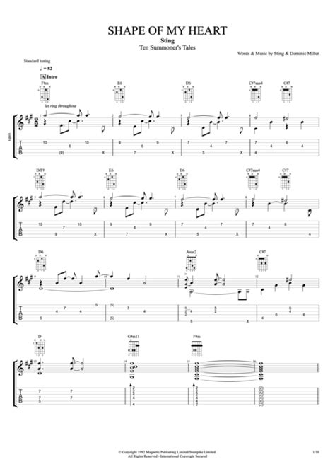 Shape of My Heart by Sting - Full Score Guitar Pro Tab | mySongBook.com