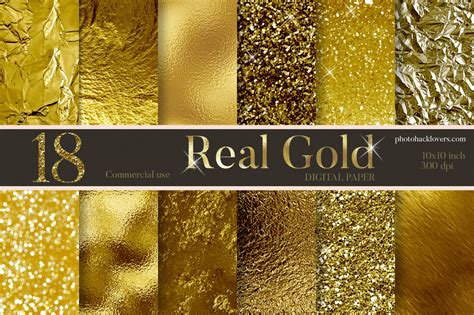 Real gold Digital paper | Gold foil Textures By photohacklovers | TheHungryJPEG.com