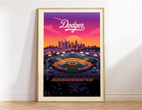 LA Dodgers Stadium Illustration Handmade Paint, Dodgers Stadium Wall ...