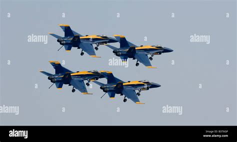 Boeing F/A-18 jets of the US Navy Blue Angels flight demonstration team ...